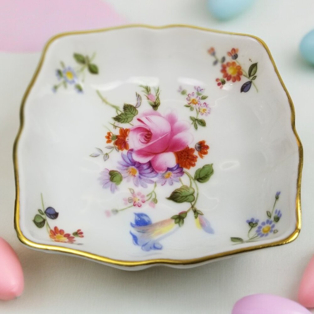 Bone China Rose Ring Dish, Poise Jewel's Gift Caddy Royal Crown Derby England - Picture 8 of 16